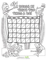 Black and White Brushing Chart for Children